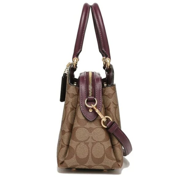 COACH Boysenberry Khaki Mini Lillie Carryall Gold Accents Feet NWT - Picture 5 of 10